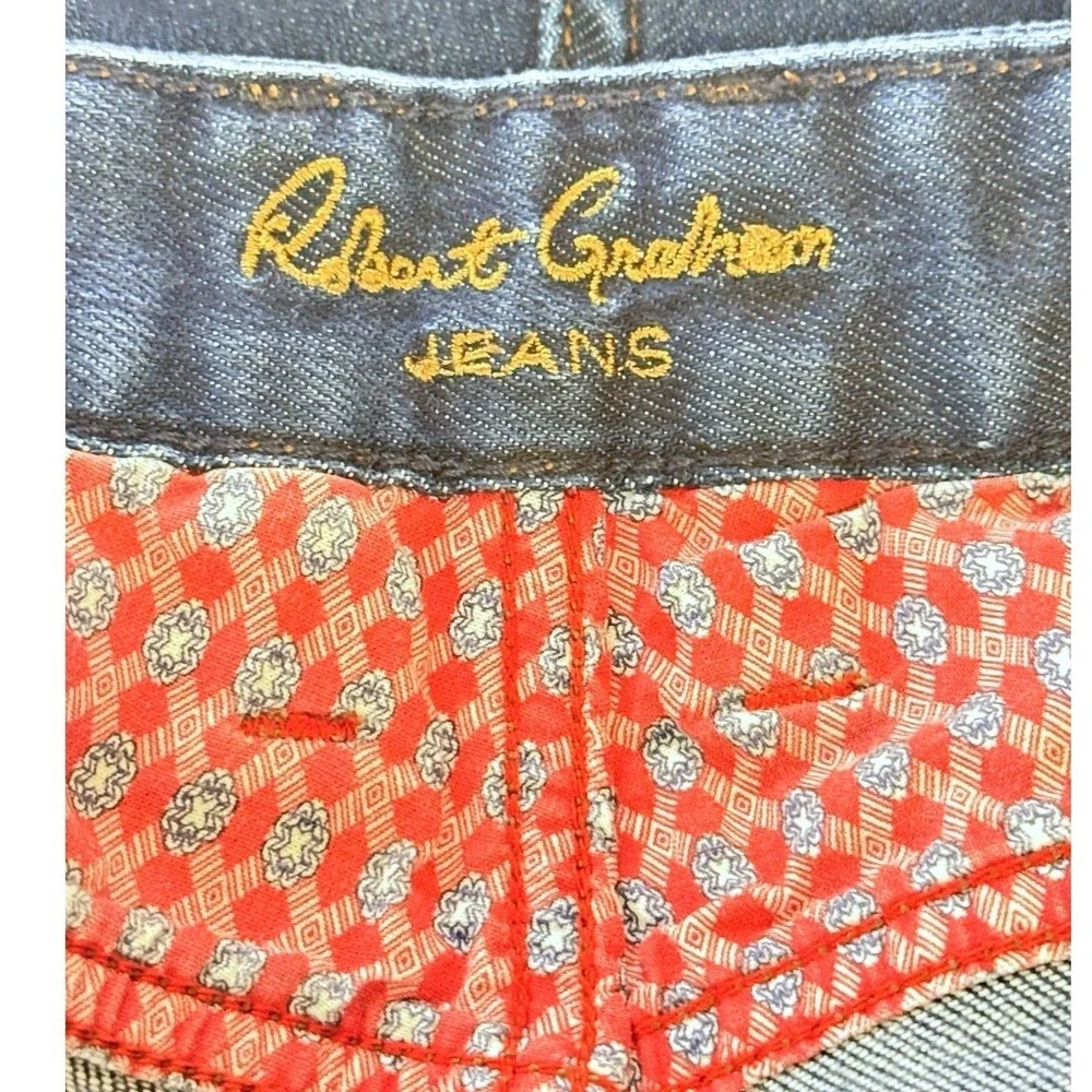 Robert Graham Mens Jeans 36x30 Straight Leg Dark Wash Blue